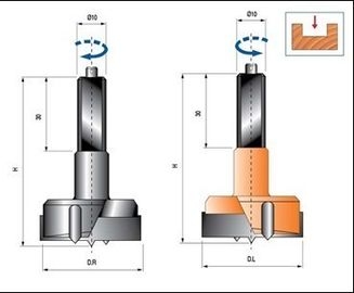 bit khoan thép cơ thể TCT cho bản lề, đỏ (LH) hoặc đen (SKSS) Màu sơn bề mặt